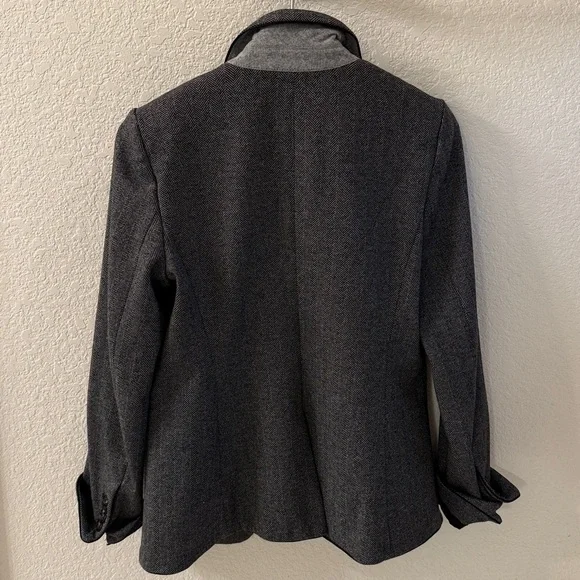 Ann Taylor Herringbone Blazer in Black and Grey - Picture 4 of 4